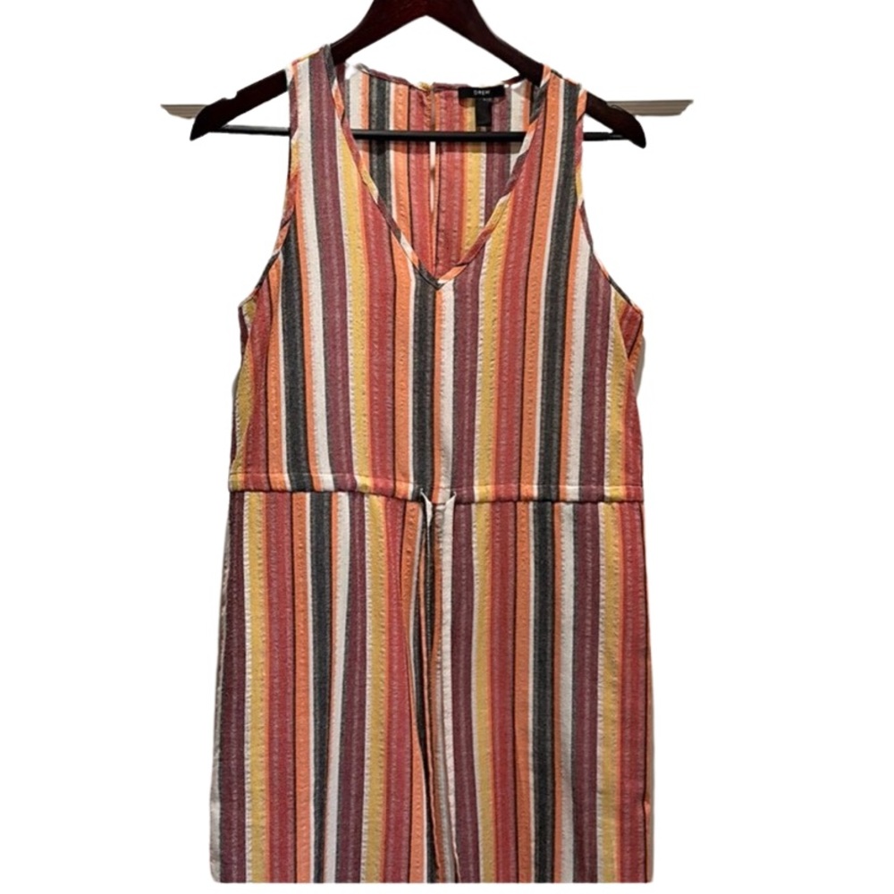 Drew  V-neck Cropped Striped Jumpsuit Small
